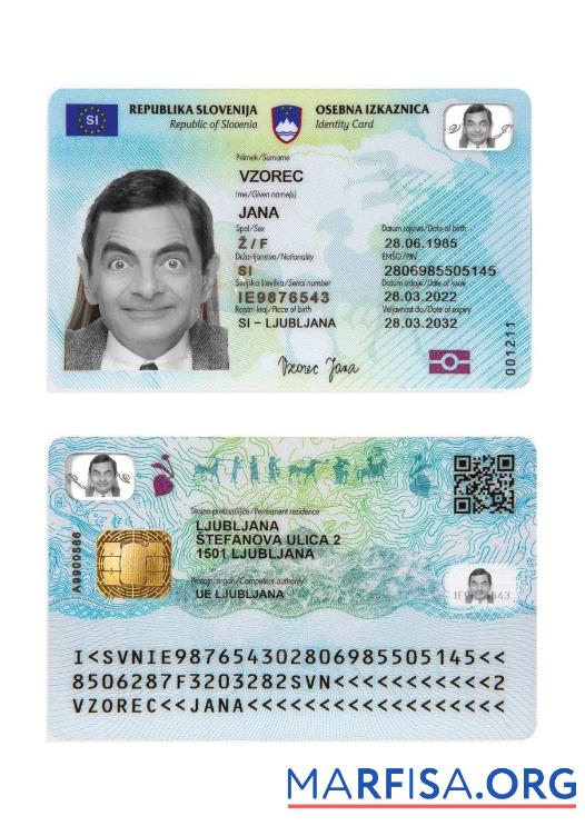 Downloadable Slovenia ID Card 2022 Present sample
